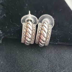 Elegant Sterling Silver and gemstone Women's Hoop Earrings